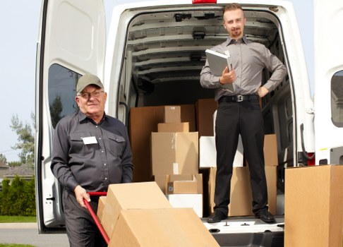 Man and van loading furniture in Marylebone street setting