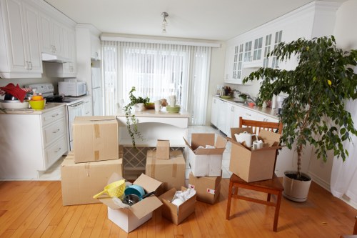 Professional movers handling furniture in a Marylebone flat