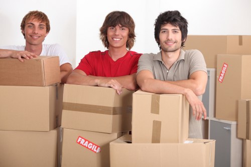 Boxes and wrapped furniture prepared for a removal service in Marylebone