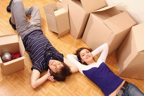 Packed business equipment ready for commercial removals in Marylebone