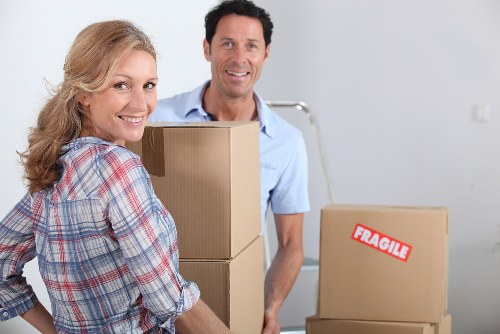 Moving equipment and packed belongings ready for a house move in Marylebone