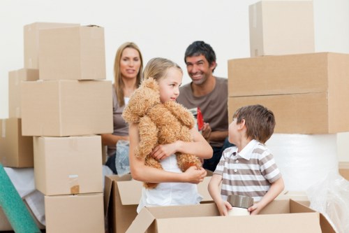 Packed boxes and furniture prepared for a local home removal